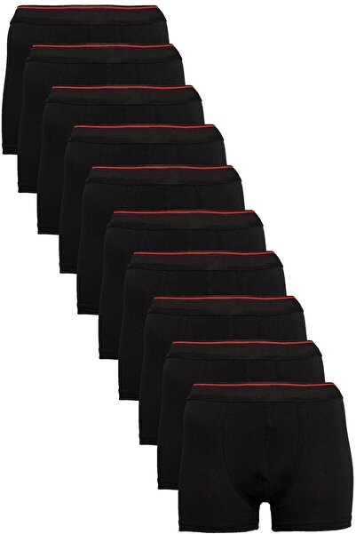 NACAR STORE Erkek Siyah 12'li Paket Likralı Pamuklu Boxer