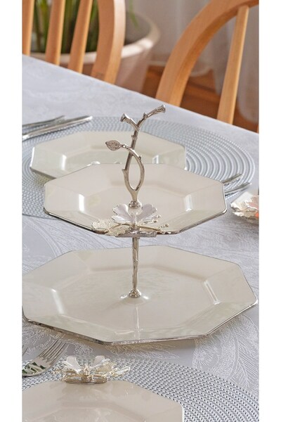 Glore Octagon Cream Platinum Gilded Dolmabahce Glass Cookies