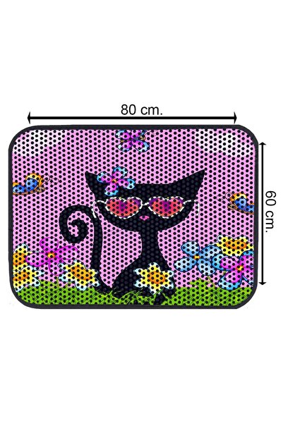 Glipet Kedi Tuvalet Önü Elekli Paspas İlbahar Ve Kedi 80x60 Cm
