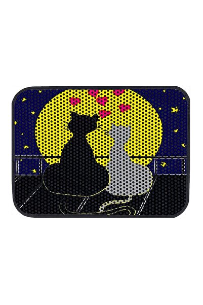 Glipet Kedi Tuvalet Önü Elekli Paspas Romantik Kediler 80x60 Cm