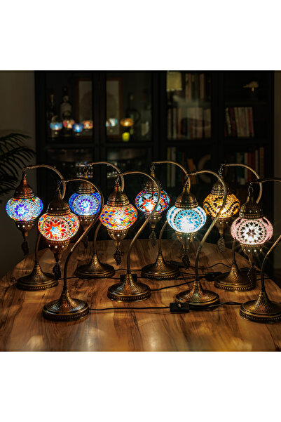 Demmex Gooseneck 40cm - 100% Handcrafted Authentic Turkish Lamp and Moroccan Mosaic Table Bedside