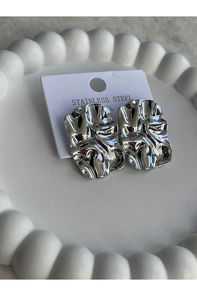 Sens Silver Plate Brand Steel Earrings