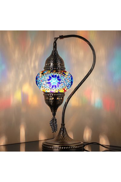 Demmex Gooseneck 40cm - 100% Handcrafted Authentic Turkish Lamp and Moroccan Mosaic Table Bedside