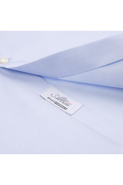 Germirli Albini Doğal Streç Exclusive Mavi Oxford Tailor Fit  Düğmeli Yaka Pamuk Gömlek