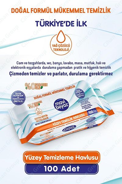 Mavi beyaz Surface Cleaning Towel 100 Sheets