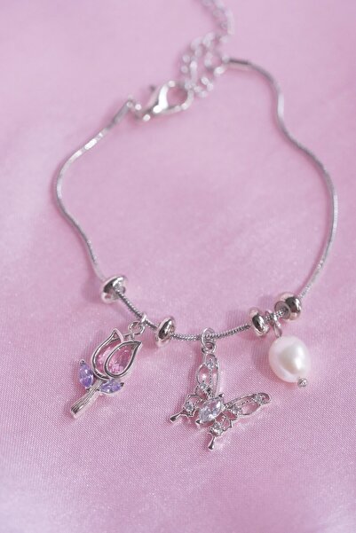 AŞIK ACCESSORIES Lale Charm Bileklik Çelik