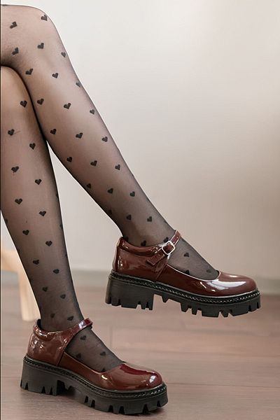 Nexs Women's Claret Red Patent Leather Harajuku Style Lolita Single Strap Shoes
