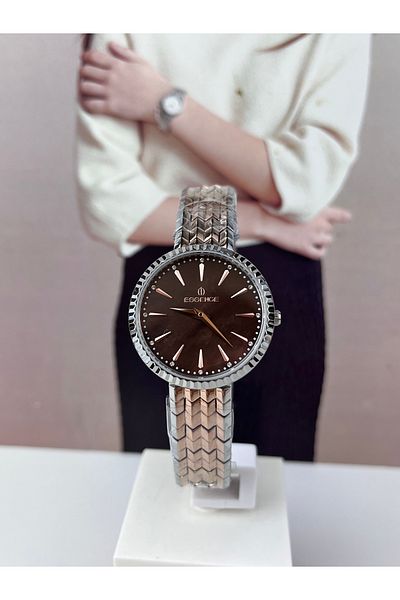 Essence Women's Wristwatch - Coffee Color, Exquisite Bracelet, 5 ATM Waterproof