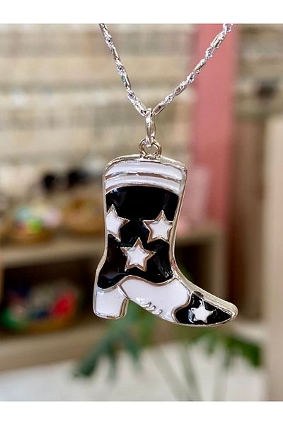 Nurşah Özcan Store Glitter and Enamel Cowboy Boots Necklace