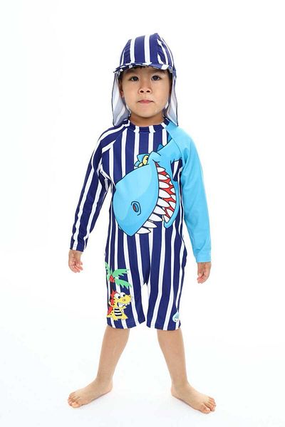 ÖYKÜ KİDS Costum de baie pentru băiat cu pălărie cu mânecă lungă