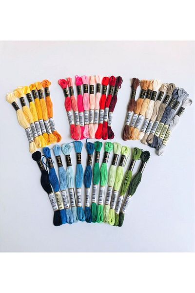 Anchor Muline Most Used 36 Colors Embroidery Thread Set Multicolor 25 - 49 Gr