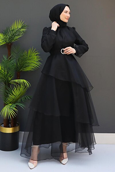 GİZ AGİYİM فستان سهرة حجاب أسود - حما