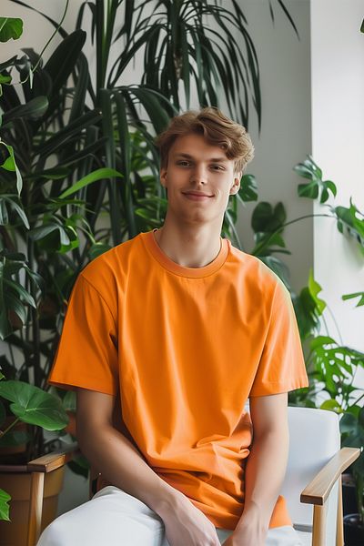 Eazy Co Βασικό μπλουζάκι με κοντό μανίκι Eazy Orange Unisex Oversize
