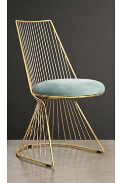 sandalyecafesi Sandalye Cafesi Lady Gold Metal Mavi Sandalye,gold Metal Salon...