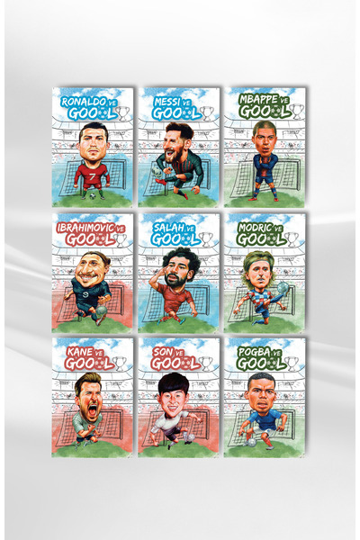 Otantik Kitap Futbolcu Not Defteri Seti - 9 Adet (Ronaldo, Messi, Mbappe...)