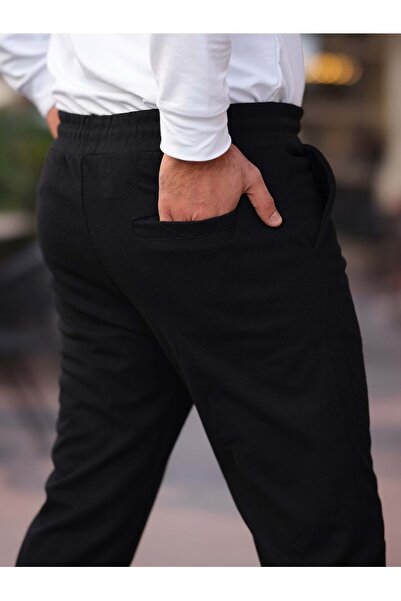 Olivia GENİE MAN Erkek Beli lastikli önü ipli Jogger Pantolon Siyah