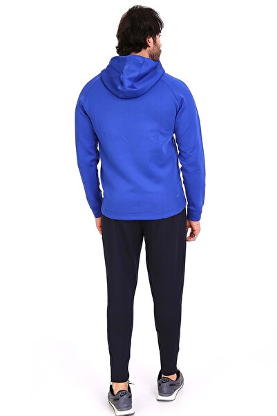 FEROBİ Erkek Scuba Kapüşonlu Paçası Fermuarlı Likralı Eşofman Takımı Saks Mavi