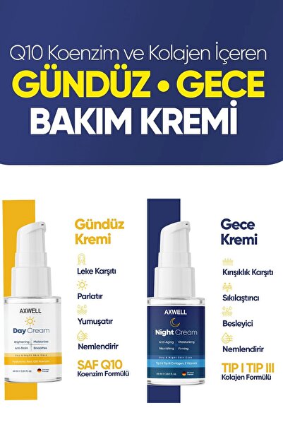 AXWELL Koenzim Ve Kolajen İçerikli Gece & Gündüz Bakım Krem Seti