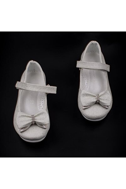 m2s Mother of Pearl Glitter Coated Velcro Ballerinas