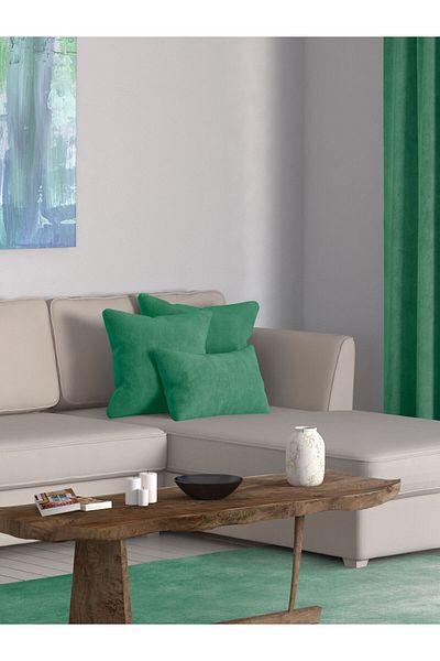 Perle Home Daily Series Emerald Green Color Throw Pillow Pillow Case