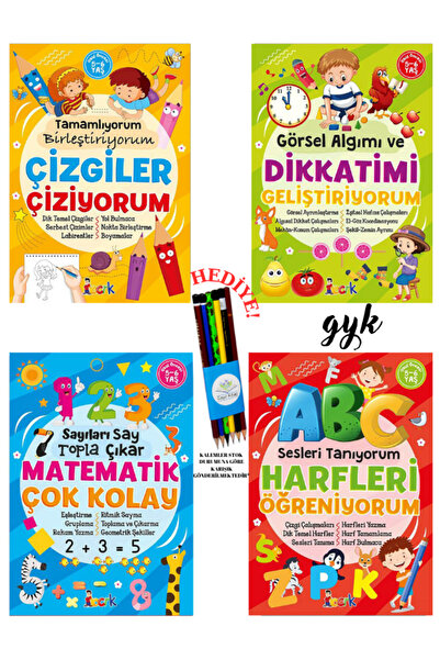 Bıcırık Yayınları Okul Öncesi Eğitim Kitapları 4 Kitap Set ( KALEM SETİ HEDİY...