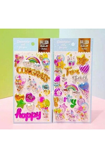 Bluoksweet Model decorativ pentru ziua de naștere - 2 coli de autocolante 3D,...