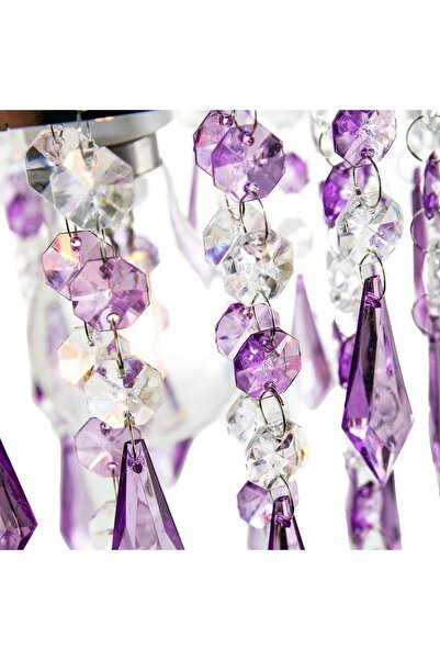 ASR Modern Çocuk Odası Taşlı Avize Pembe Mavi Mor Fuşya Transparan Renklerde Sarkıt Aydınlatma