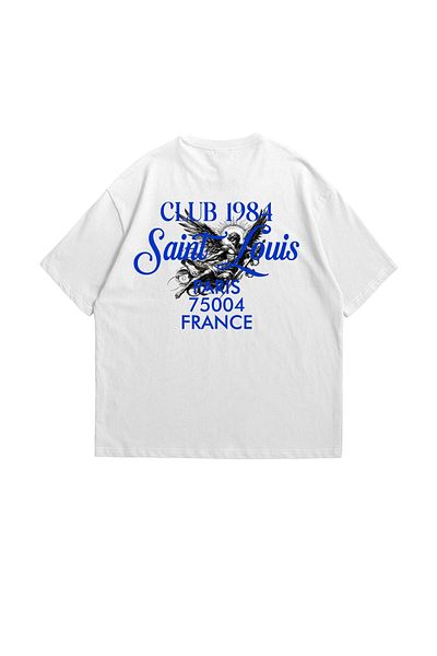 Sekizbiraltı Λευκό υπερμεγέθη Unisex T-Shirt - Saint Louis Printed
