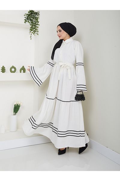 VOLT CLOTHİNG Λινό Φόρεμα Hijab - Κανονική Γυναικεία Εφαρμογή