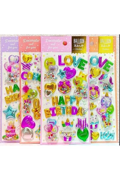 Bluoksweet Model decorativ pentru ziua de naștere - 4 coli, autocolante 3D pe...