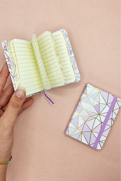 Limmy Lilac A7 Notebook - Geometric Patterned and Elastic Pocket