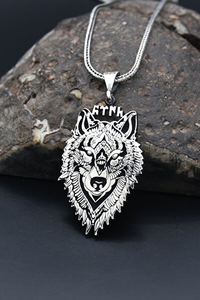 Prestige Bozkurt Göktürkçe Türk Yazılı Erkek Gümüş Kolye Zincir