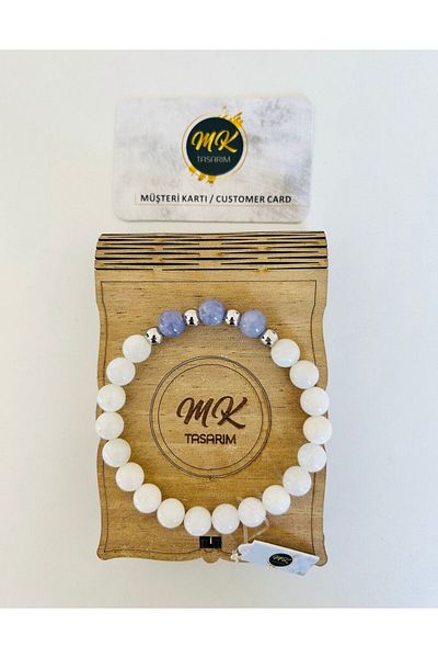 MK tasarım Purple Quartz Stone Bracelet - Real Moonstone MK.37.003