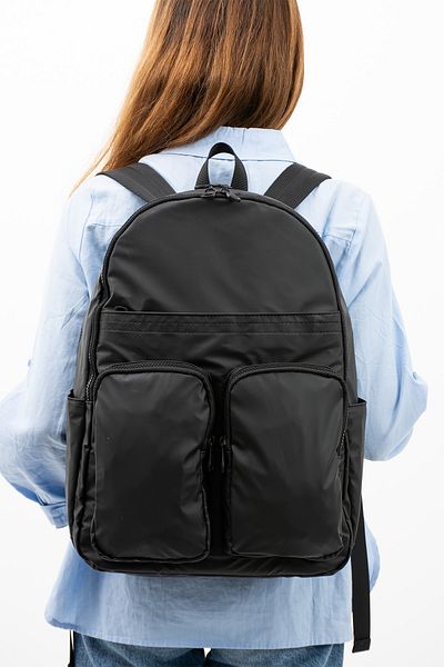 YOGII Essen Model Unisex Black Laptop Backpack - Compartment, Water Resistant, Parachute Fabric, VIP for School and Travel