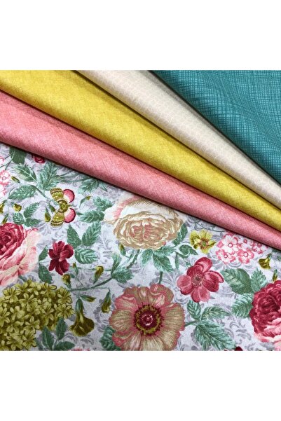 MARGOT Kırkyama Seti 5 Parça Kombin Kumaş, 27x27cm Patchwork Kumaşı Seti