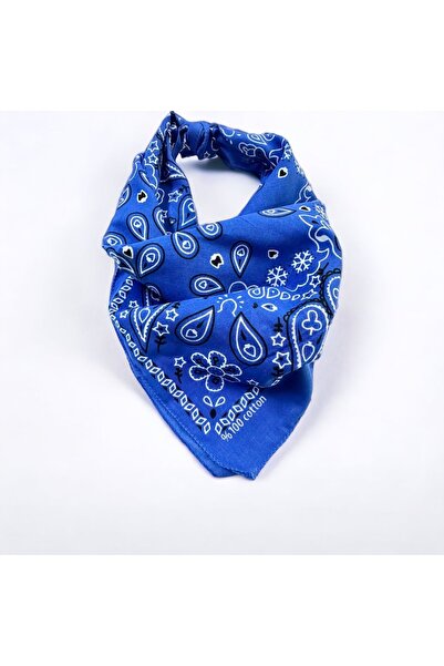 alsaccessories Bandană din bumbac 100% cu model etnic, culoare albastră, cu m...