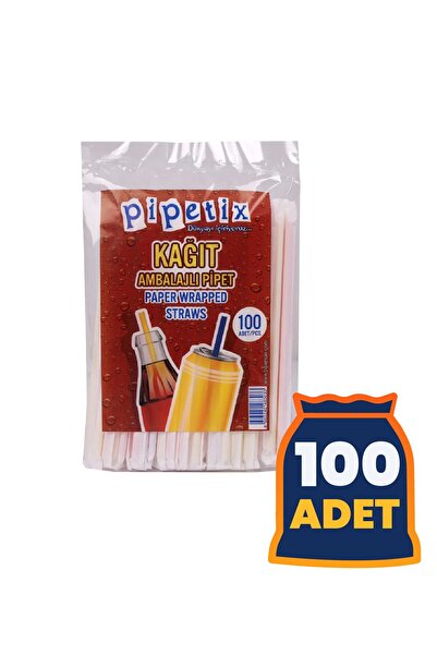 pipetix Kağıt Ambalajlı Mor Ve Kırmızı Renkli Pipet - 100 Adet
