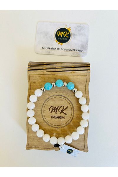 MK tasarım Blue Turquoise Stone Real Aunt - Bracelet MK.37.005