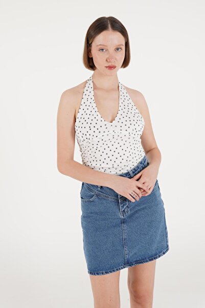 Hipo Trend Λευκή πουά μπλούζα - λαιμόκοψη