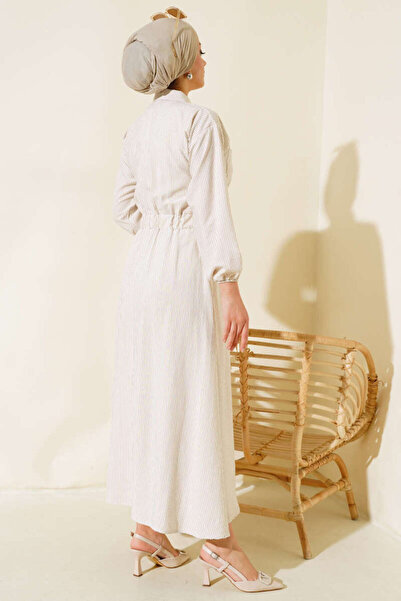 VOLT CLOTHİNG Kovové proužkované hidžábové šaty - Boydan