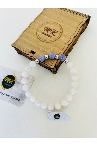 MK tasarım Purple Quartz Stone Bracelet - Real Moonstone MK.37.003