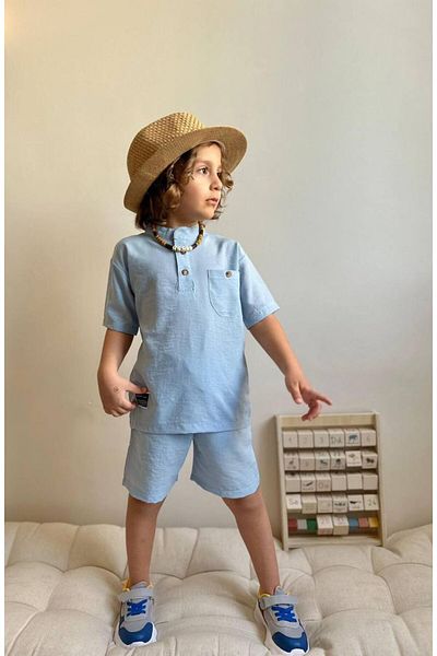 Jolly Kids Set pantaloni scurți pentru băiat din țesătură de in