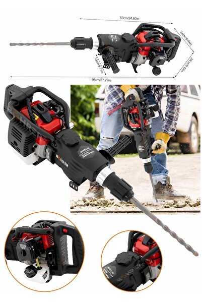 BÖHRER 52CC BETON GAZ YIKIM KRİKOSU ÇEKİÇ BETON KIRICI MATKAP UÇLU BENZİNLİ 11 KG 52 MM KIRICI MATKAP