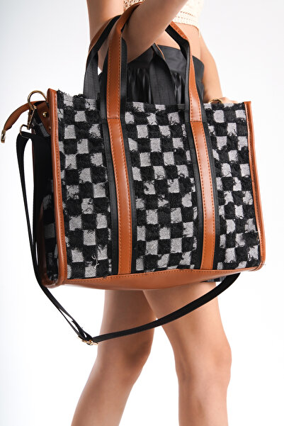 Redoxy Karirani Sa deznom Ženska rukava na ramenu Torba - Sa resama Tkanina