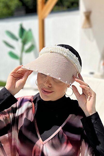 Remsa Mayo İncili Vizör Hasır Şapka Güneş Koruyucu Siperlik Rş-95 Pudra