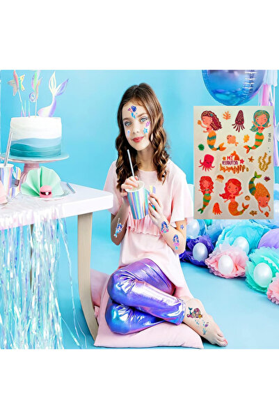 Bluokbeauty Deniz kızı model-3 çocuk yaz kız parıltılı simli glitter çıkartma...