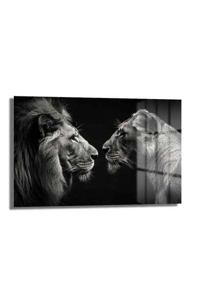 Decorative Lion Double Horizontal Glass Table