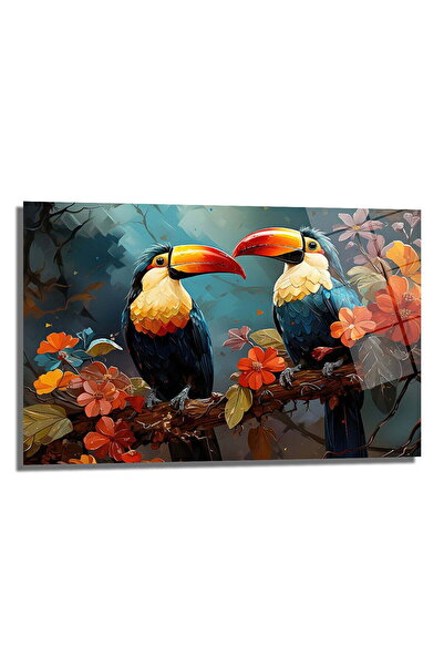 Toucan Bird Horizontal Glass Table, Home Decoration, Office Decoration