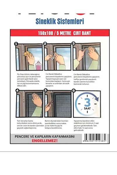 NEBİL HOME Fay-tek 100x150 jednostrani prozorski ekran protiv insekata - uklj...