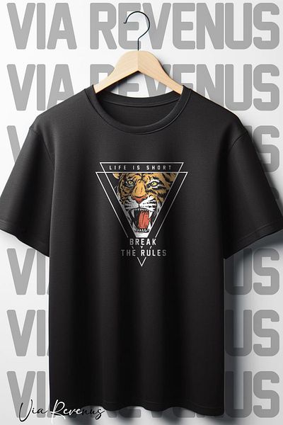 Vordevia Μαύρο μπλουζάκι με στάμπα Break Rules - Crew Neck
